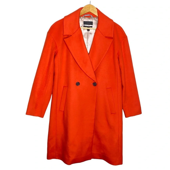J. Crew Red Radiant Orange Relaxed Topcoat In Italian Wool Cashmere Women's XS - Picture 2 of 12